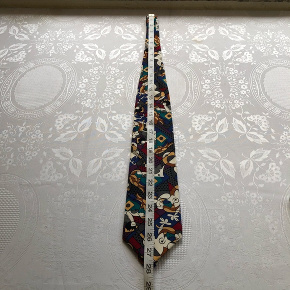 Romero Britto Retro Vintage Abstract 100% Silk Neck-Tie From Canvas To Silk NWT - Picture 5 of 13
